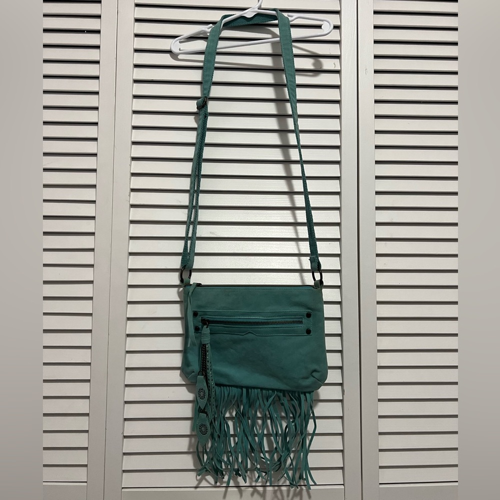 Teal Fringe Crossbody Bag